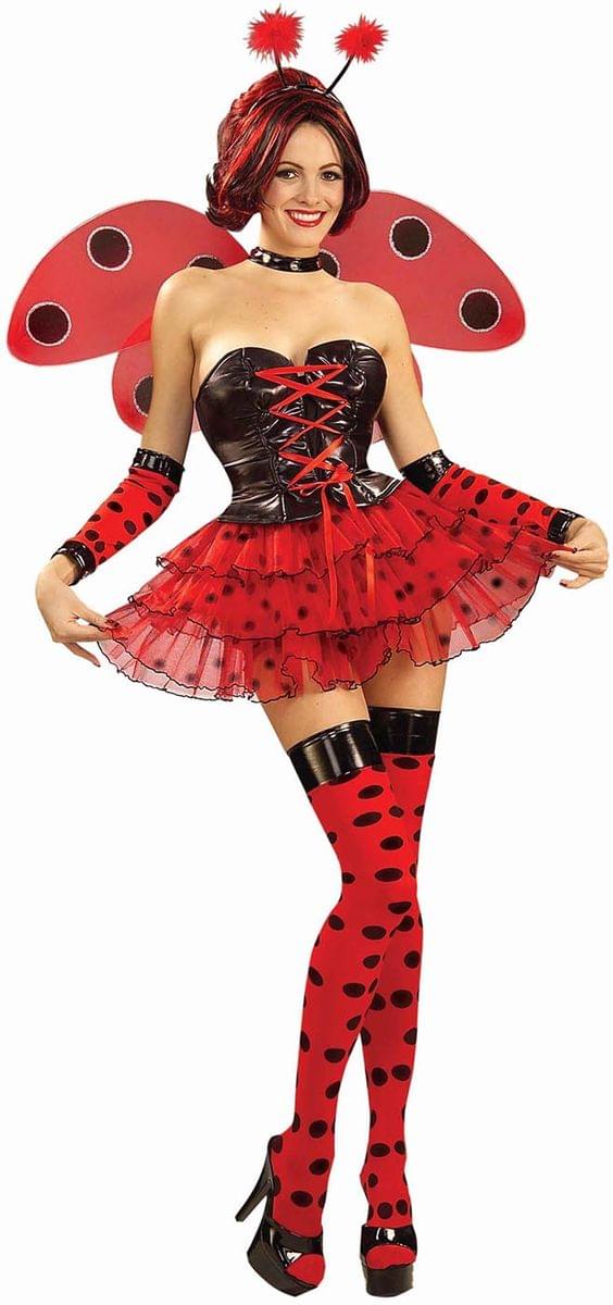 Red & Black Polka Dot Lady Bug Thigh Highs Hosiery Costume Accessory