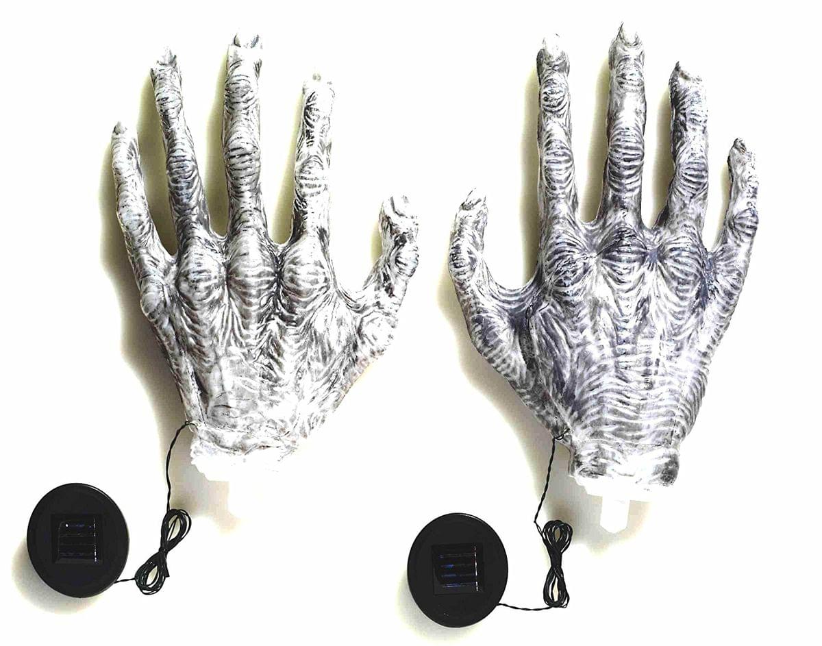Solar Light-Up Giant Ghoul Hands Halloween Décor