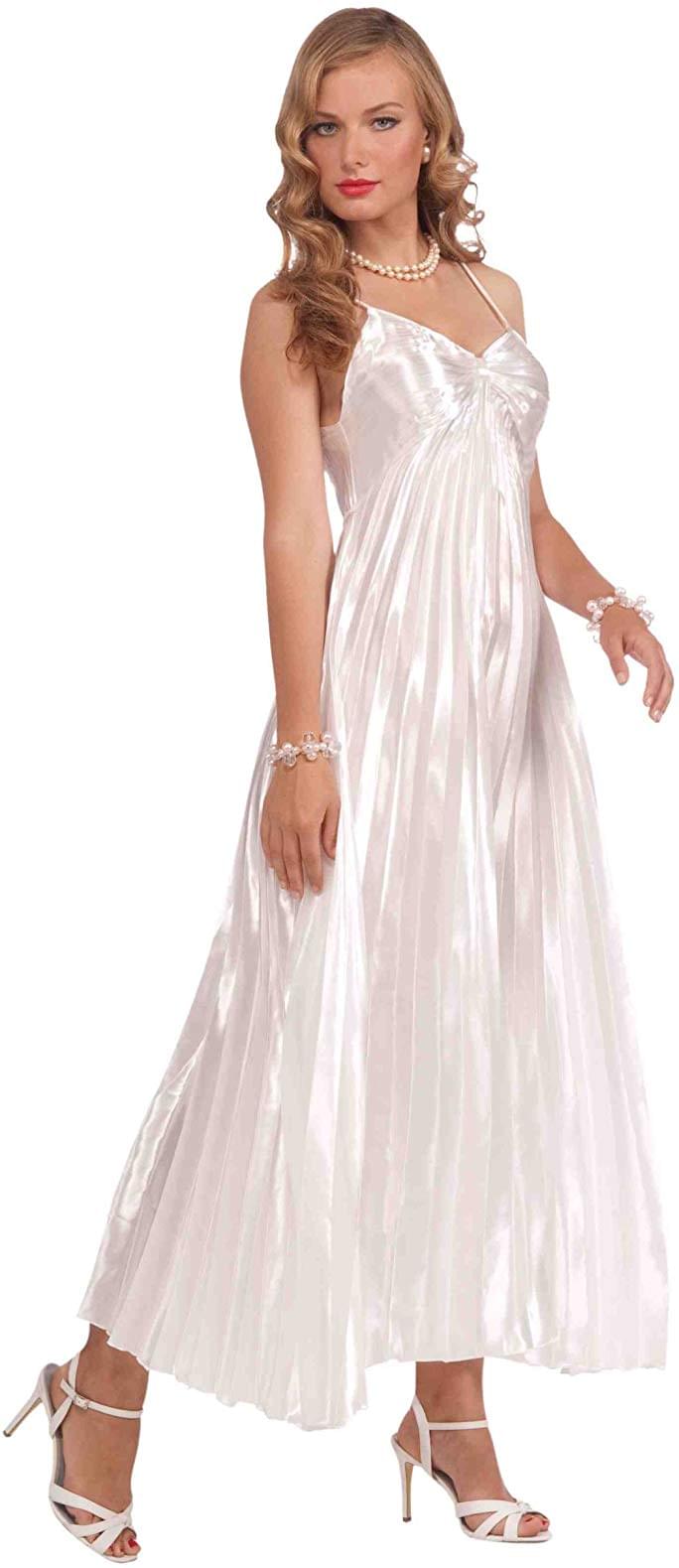 Vintage Hollywood Starlet Silky White Adult Costume Dress