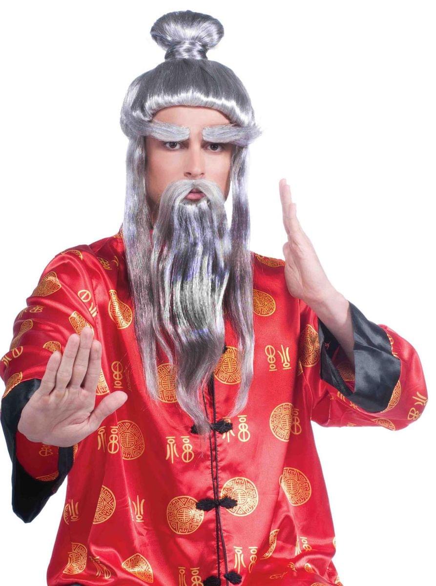 Adult Male White Samurai Costume Wig