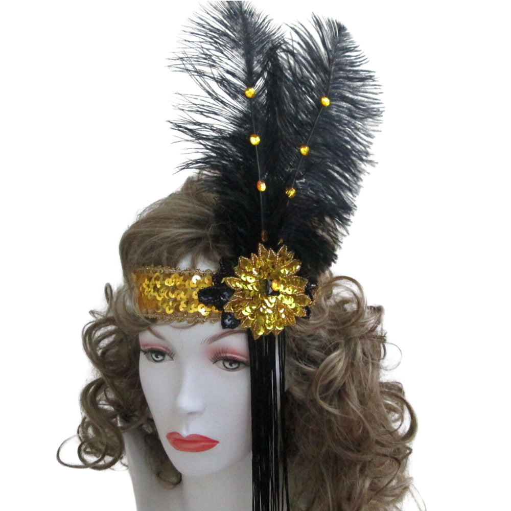 Womens Flapper Hband Blue Sequin Band Deluxe Costume Accessories Female Halloween