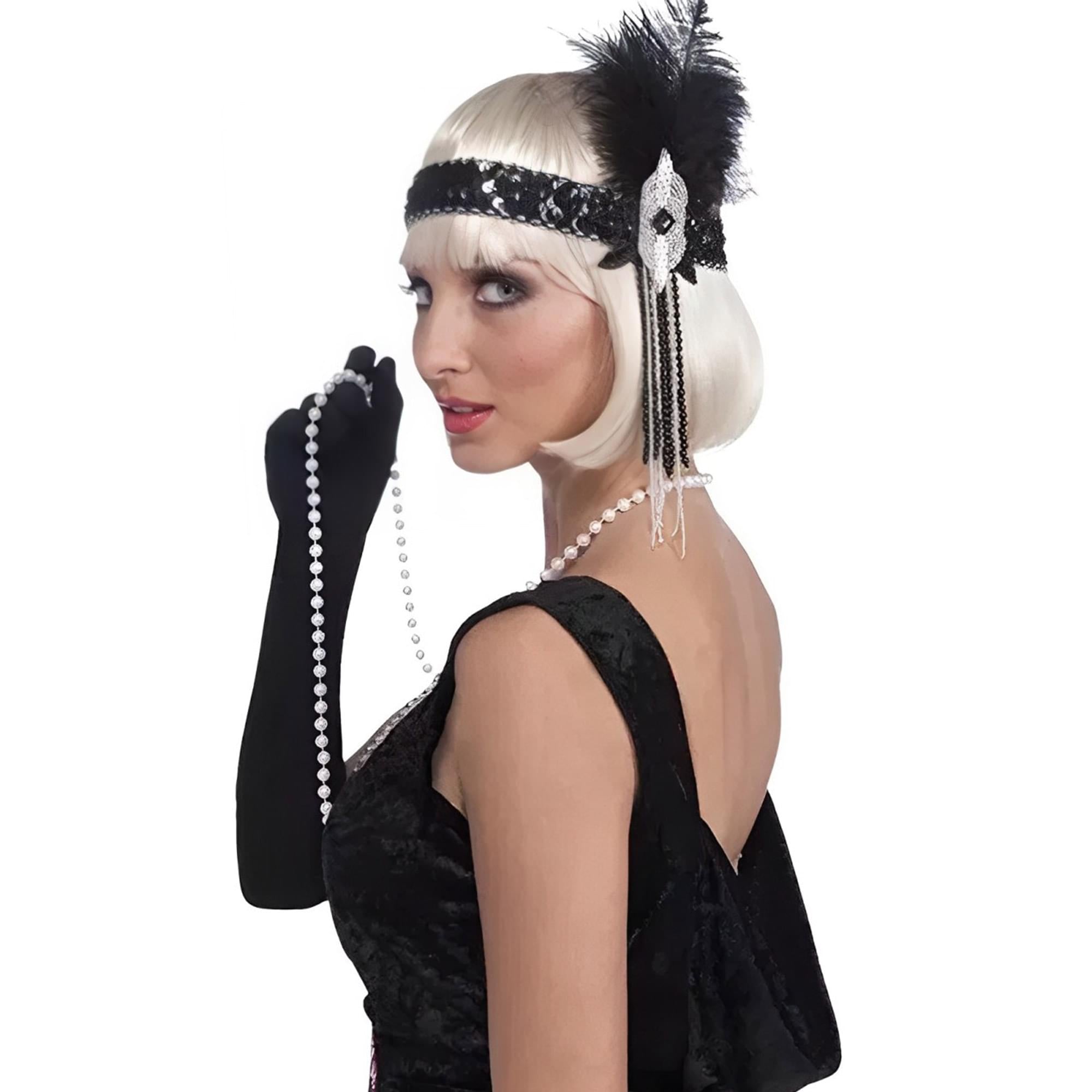 Deluxe Black And Silver Sequin Flapper Headband