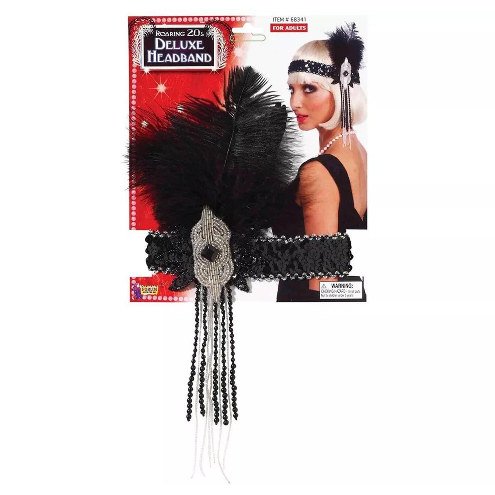 Deluxe Black And Silver Sequin Flapper Headband