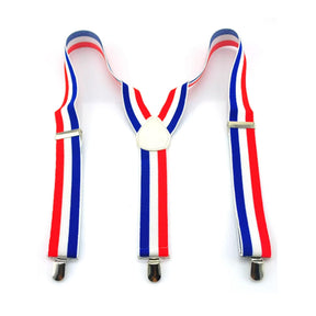 Patriotic Red, White, And Blue Striped Adult Costume Suspenders