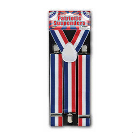 Patriotic Red, White, And Blue Striped Adult Costume Suspenders