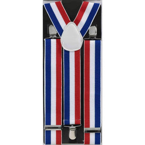 Patriotic Red, White, And Blue Striped Adult Costume Suspenders