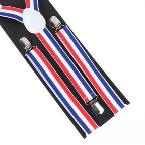 Patriotic Red, White, And Blue Striped Adult Costume Suspenders
