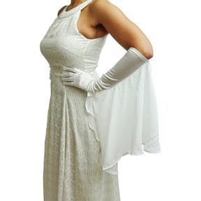 Ghost White Flutter Costume Gloves Adult