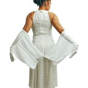 Ghost White Flutter Costume Gloves Adult