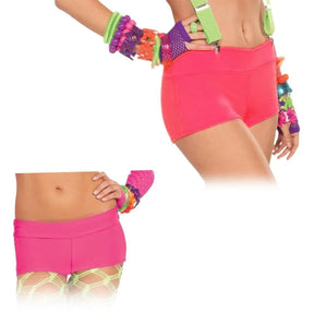 Club Candy Solid Neon Costume Booty Shorts Adult: Pink