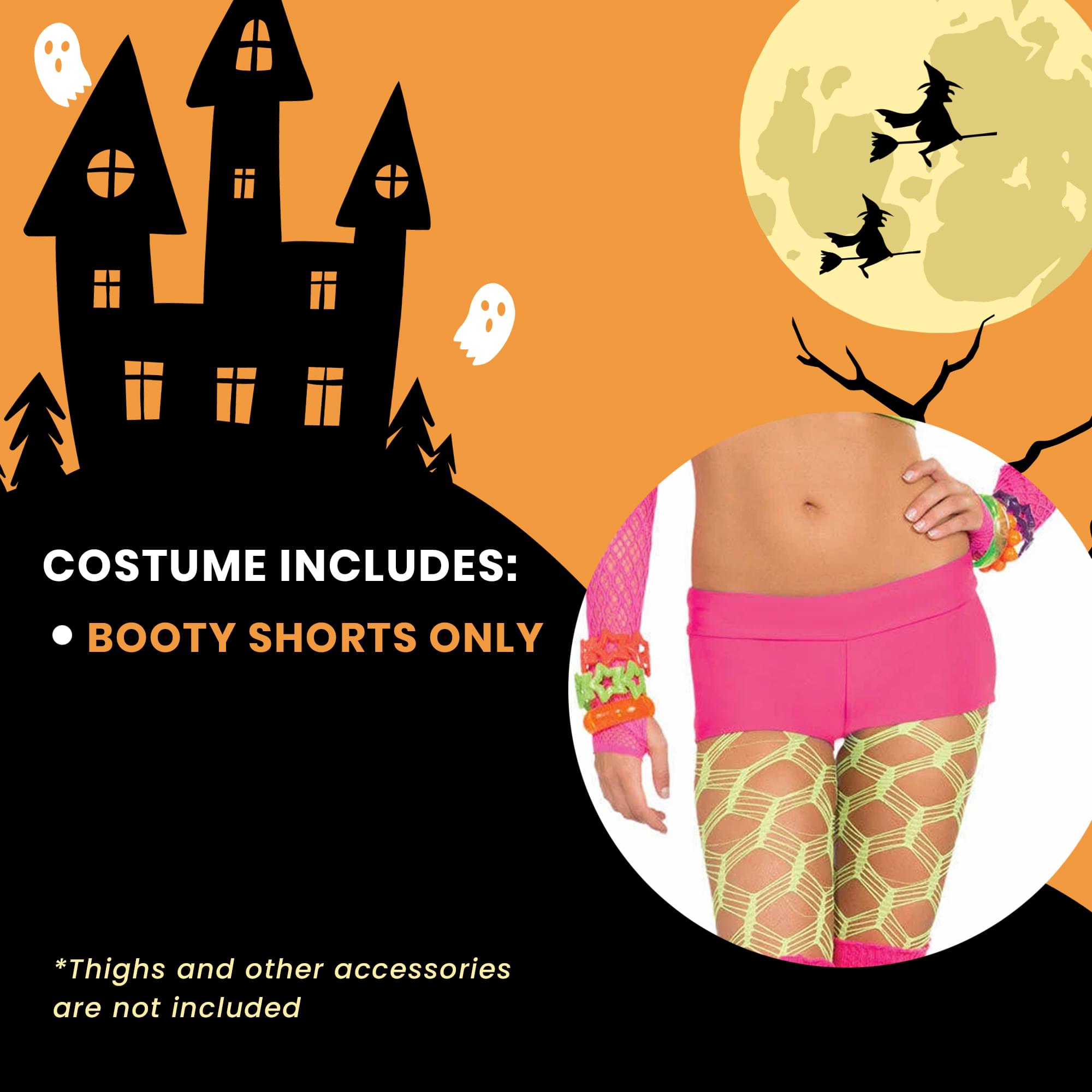 Club Candy Solid Neon Costume Booty Shorts Adult: Pink