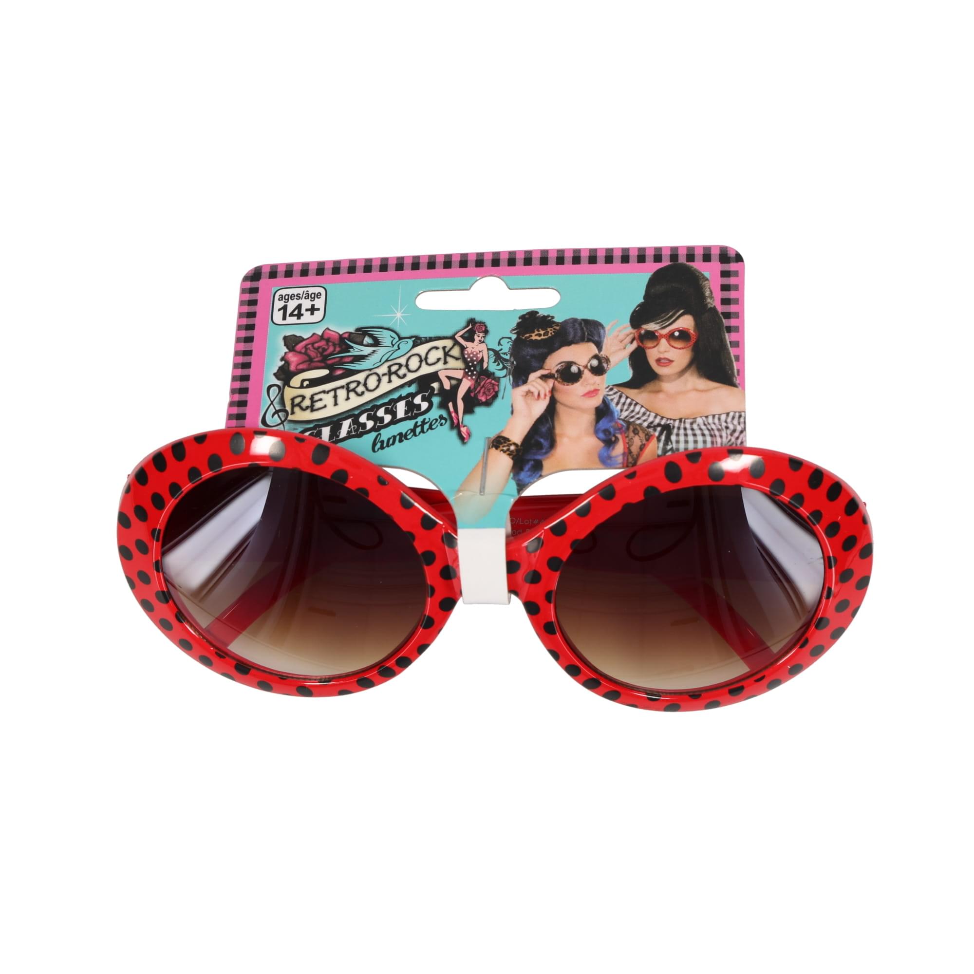 Retro Rock Red Polkadot Costume Sunglasses Adult