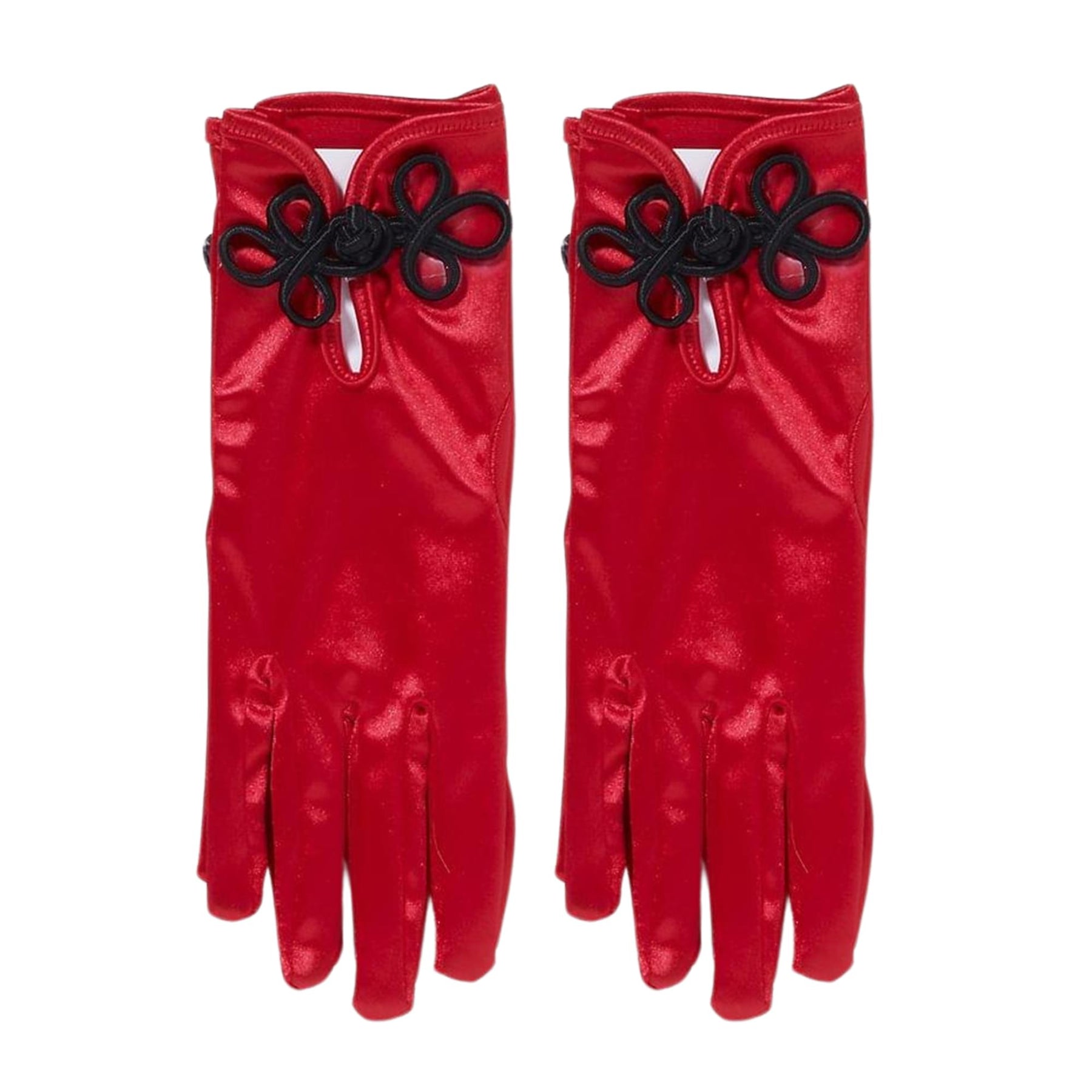 Retro Rock Red Satin Short Costume Gloves Adult