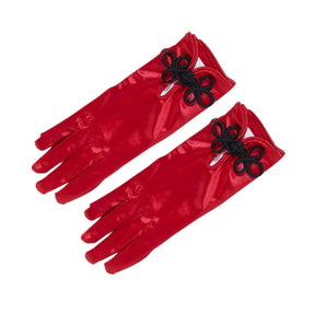 Retro Rock Red Satin Short Costume Gloves Adult