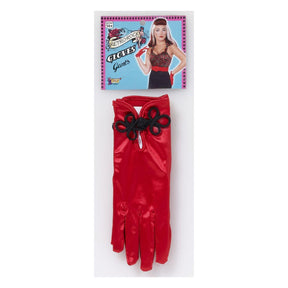 Retro Rock Red Satin Short Costume Gloves Adult