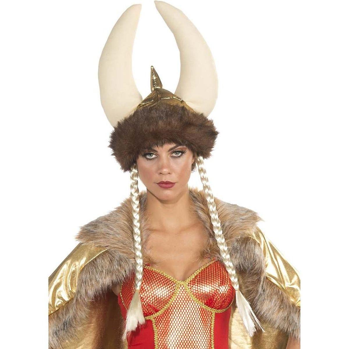Deluxe Horned & Braided Viking Costume Helmet Adult
