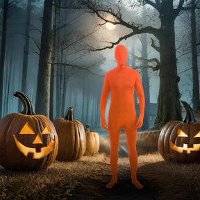 Disappearing Man Stretch Costume Jumpsuit Teen: Neon Orange