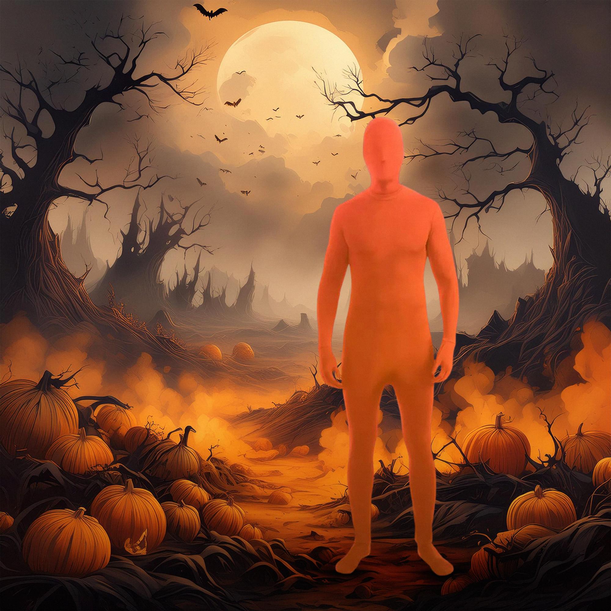 Disappearing Man Stretch Costume Jumpsuit Teen: Neon Orange