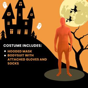 Disappearing Man Stretch Costume Jumpsuit Teen: Neon Orange