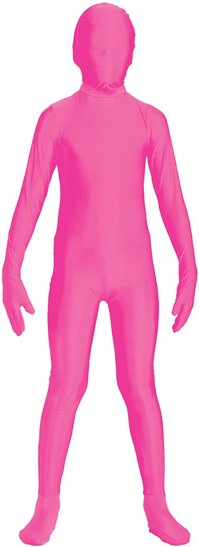 Disappearing Man Stretch Costume Jumpsuit Teen: Neon Pink