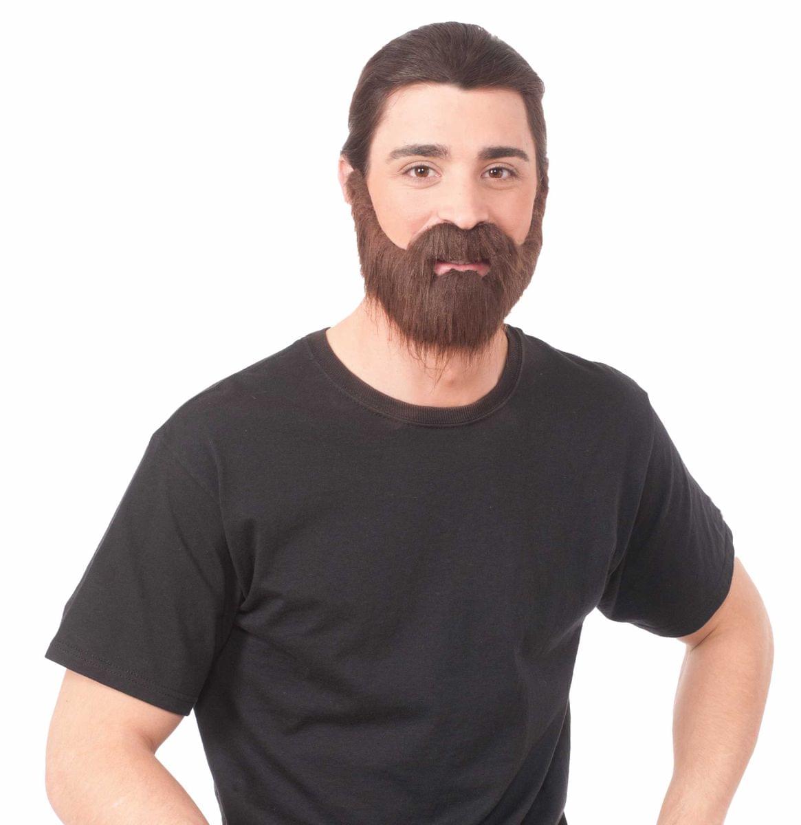 Full Brown Biker Beard W/ Mustache Costume Accessory One Size