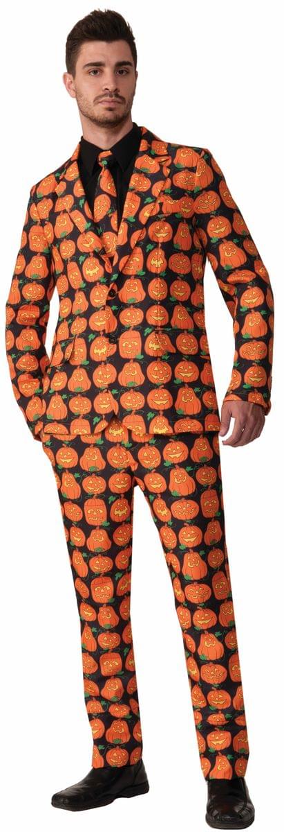 Men's Halloween Pumpkin Suit & Tie Costume