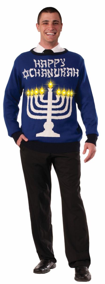 Hanukkah Adult Ugly Costume Sweater Light Up Menora