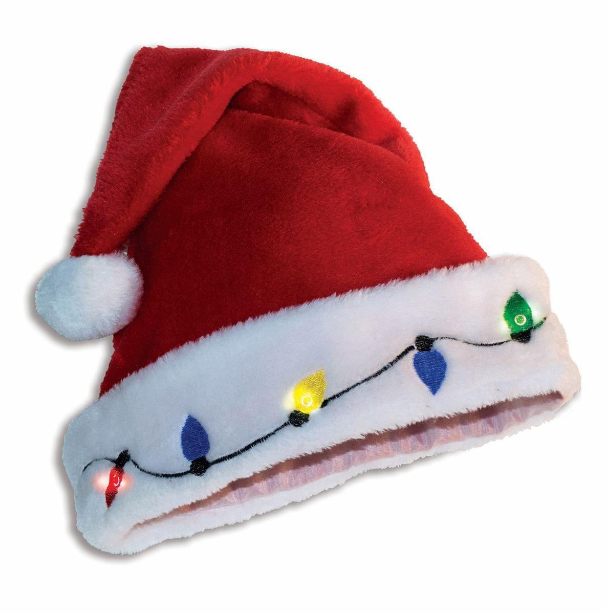 Light Up Santa Hat Adult Costume Accessory