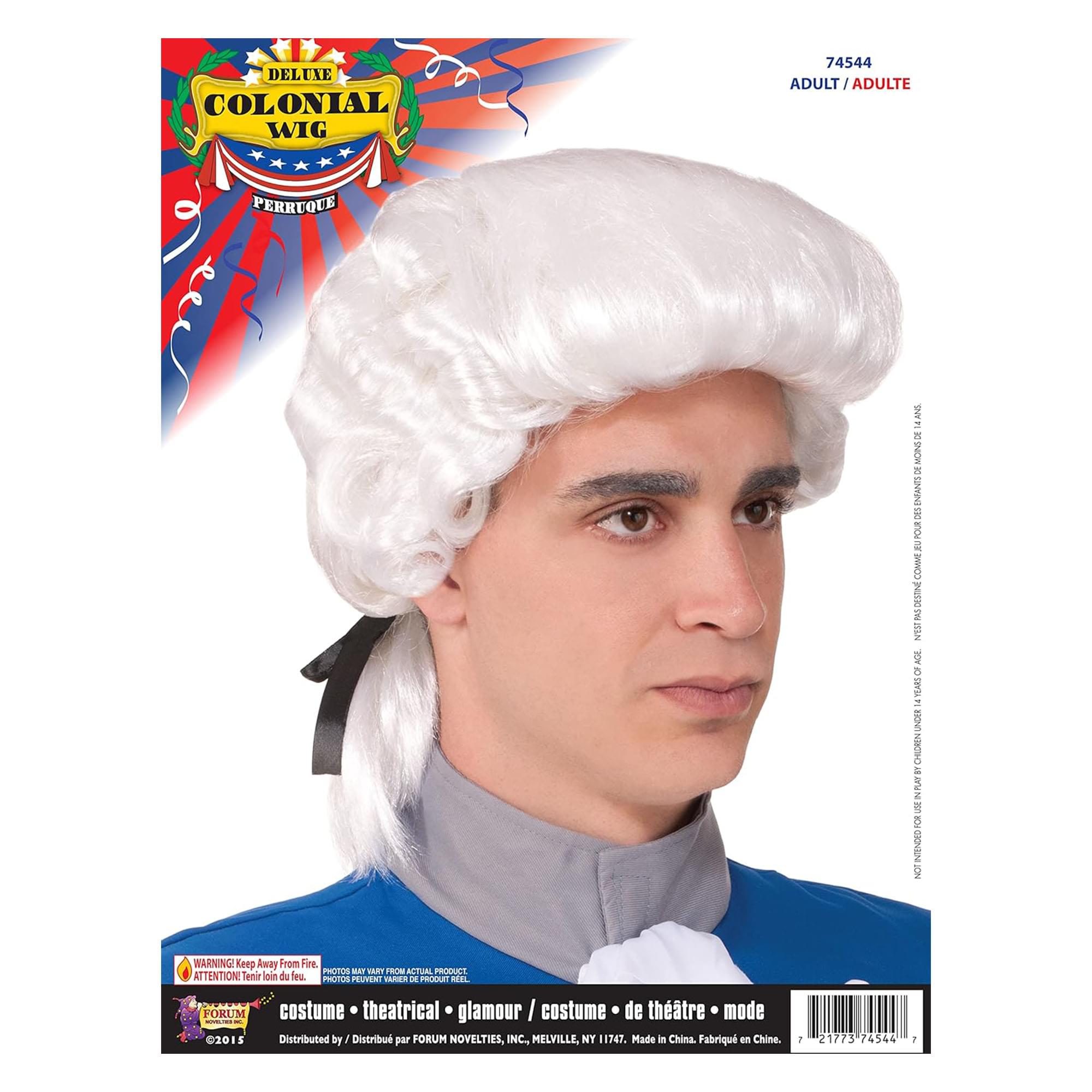 Colonial Male Deluxe Adult White Costume Wig