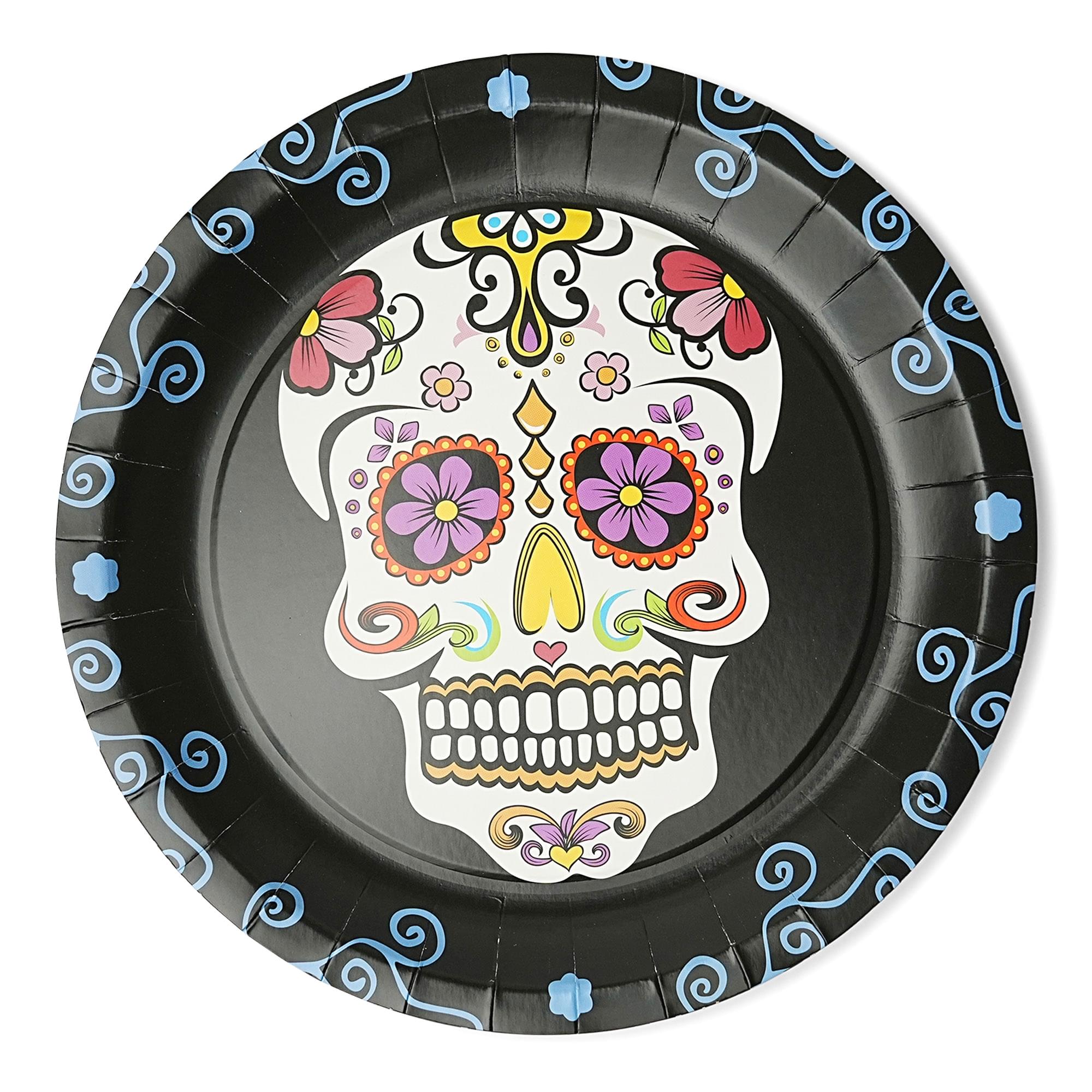 Day Of The Dead 9" Round Disposable Plate 8 Pack