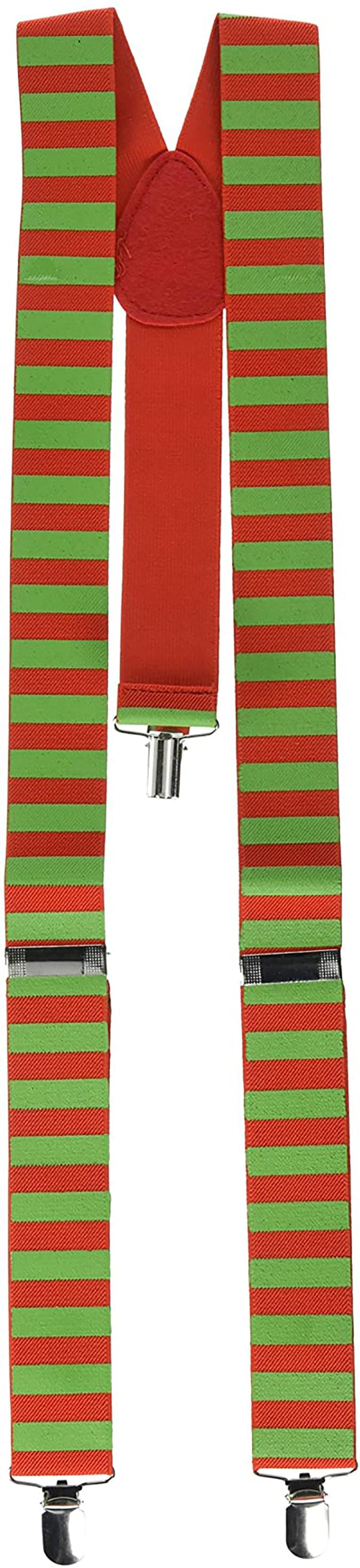 Christmas Elf Suspenders Red & Green