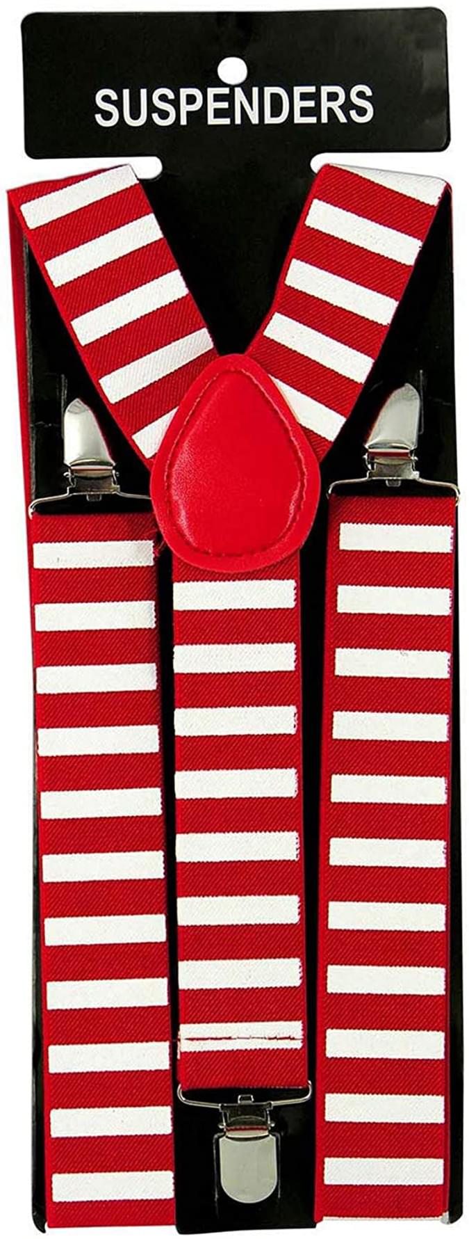 Christmas Elf Suspenders Red & White