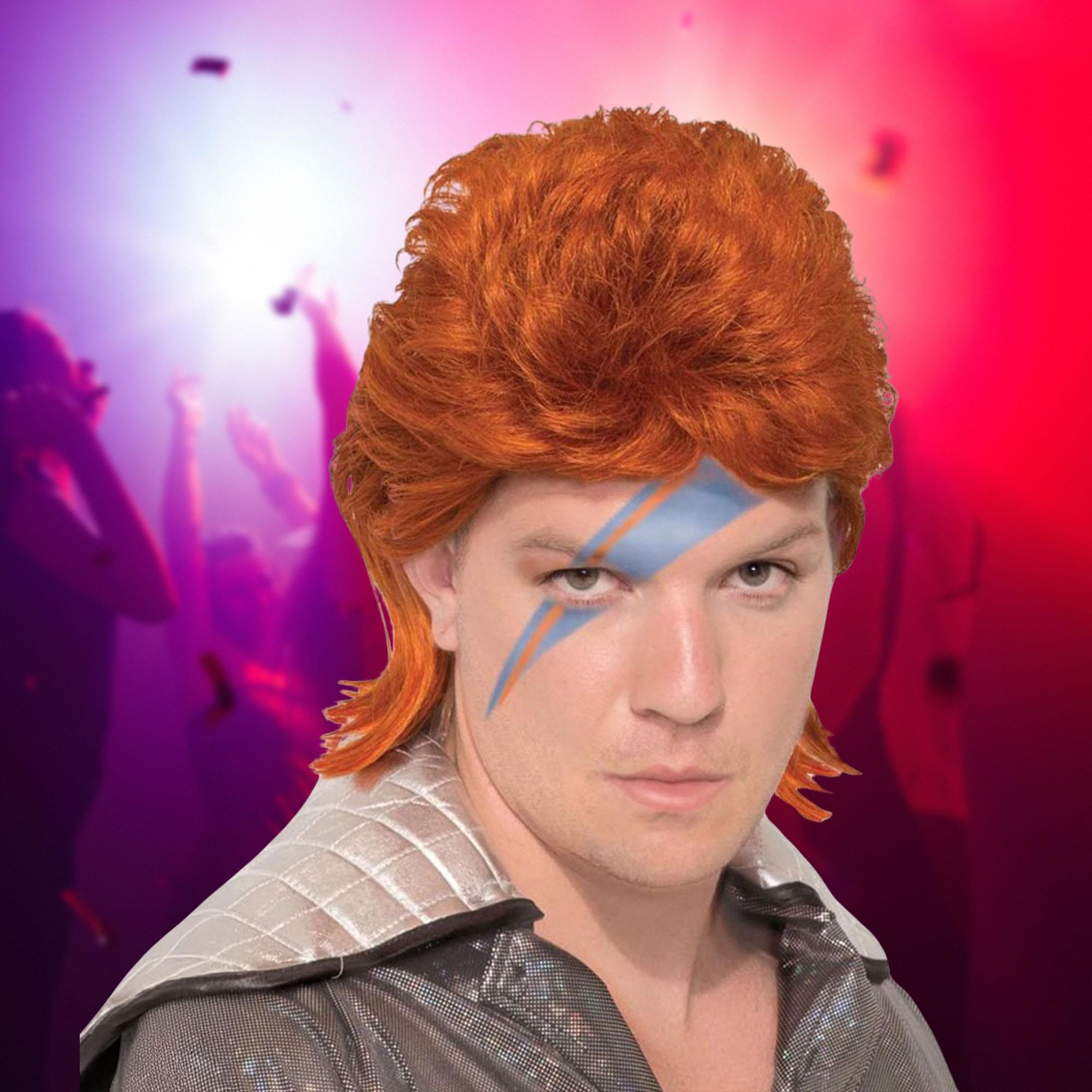 Orange David Bowie Rock Star Adult Costume Wig