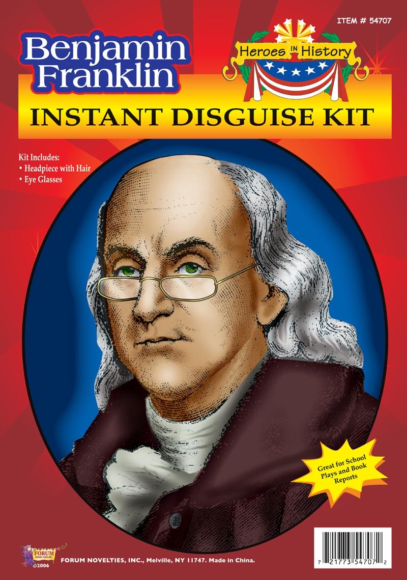 Benjamin Franklin Wig & Glasses Disguise Adult Costume Kit