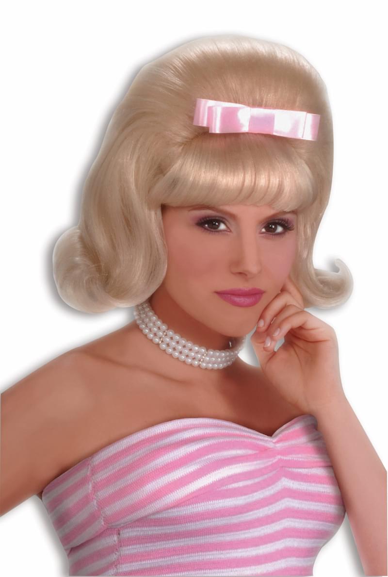 50's Bouffant Blonde Grease Pink Ladies Adult Costume Wig