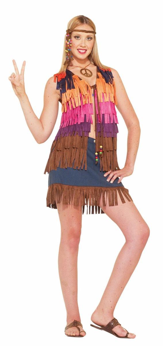 60's 70's Fringed Hippie Female Costume Vest Adult