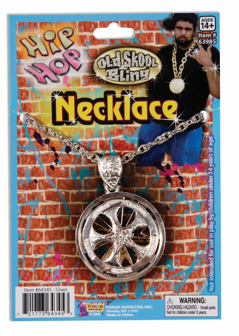 Hip Hop Silver Spinning Costume Necklace
