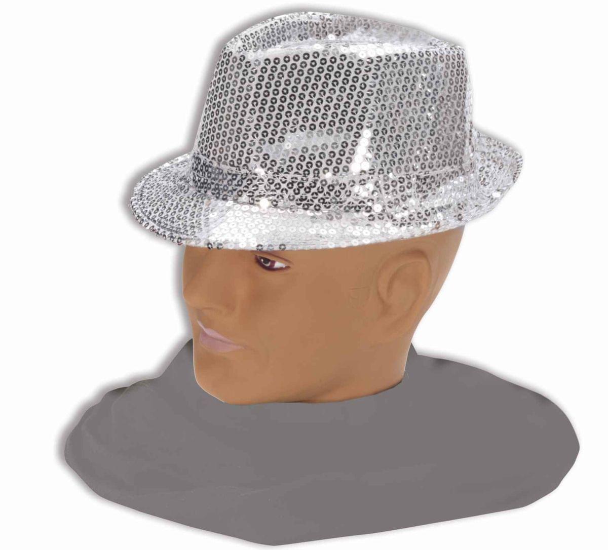 Silver Sequin Fedora Adult Costume Hat