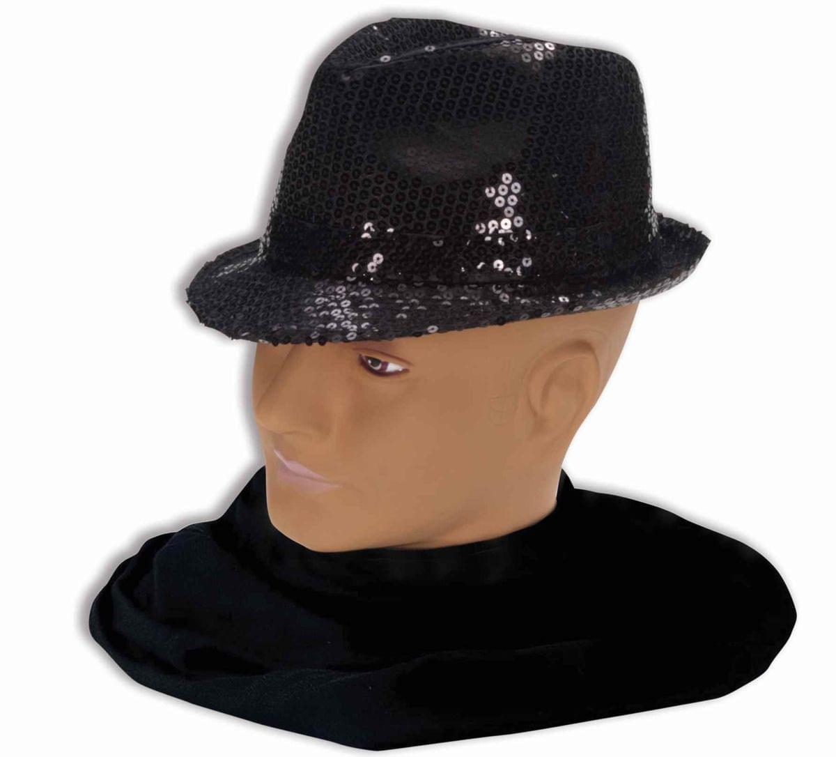 Black Sequin Fedora Adult Costume Hat