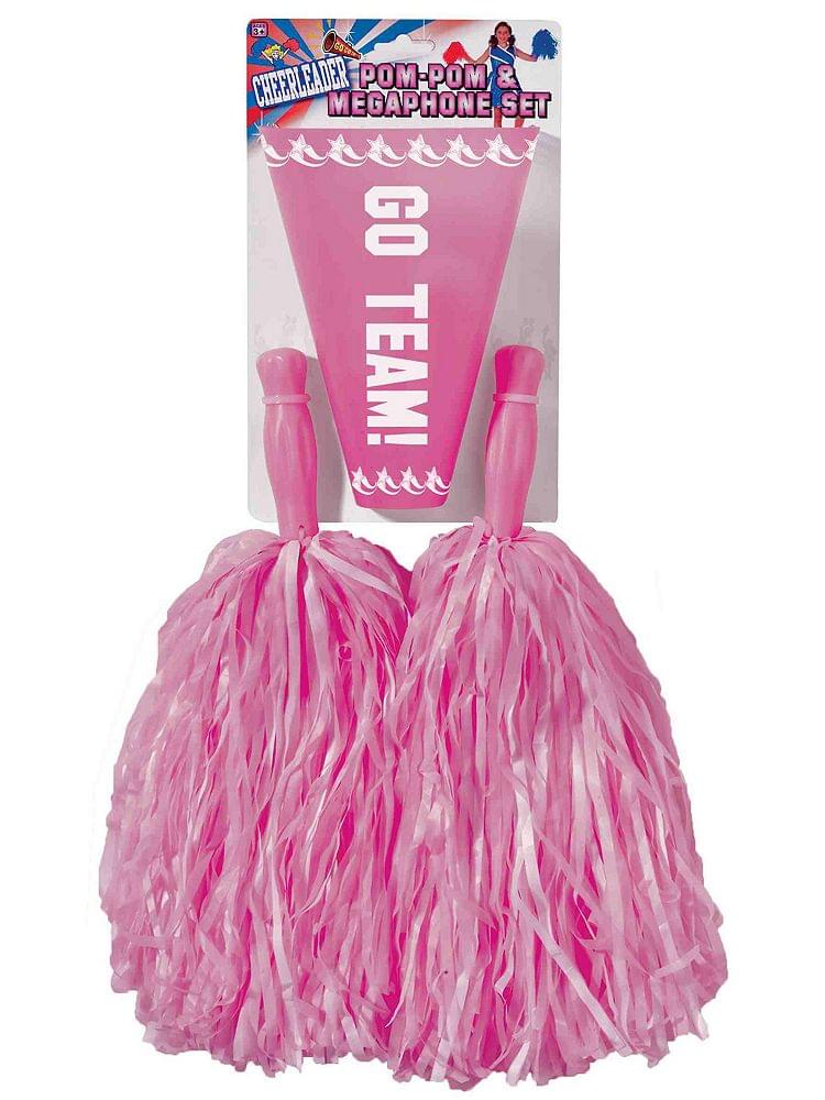 Cheerleader Pom Pom & Megaphone Pink Costume Accessory Set