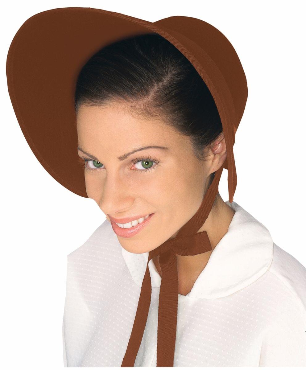 Colonial Felt Bonnet Costume Hat Adult: Brown