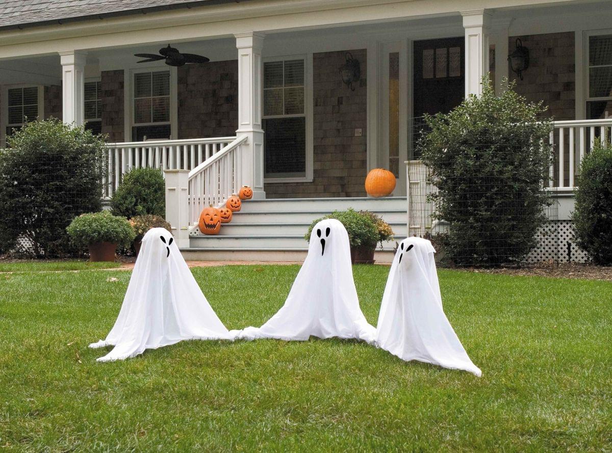 19" Tall Light Up Lawn Ghosts Outdoor Halloween Decoration