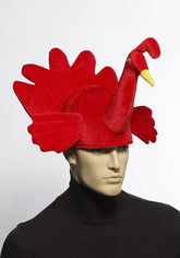Plush Red Turkey Costume Hat Adult