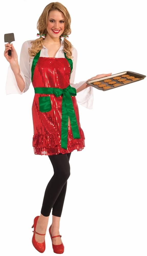 Christmas Sequin Holiday Apron: Red & Green