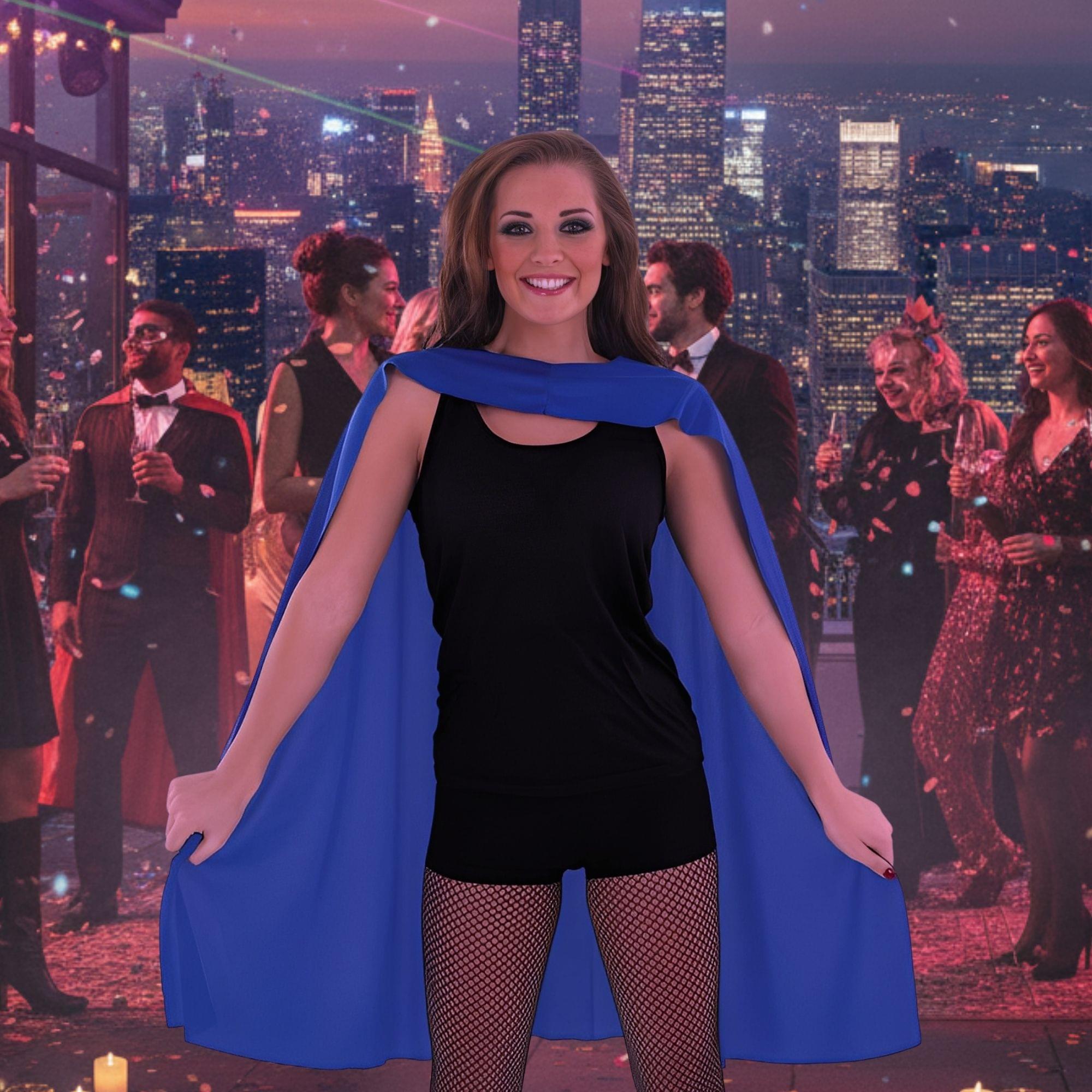 Blue Superhero Cape Adult Costume Accessory