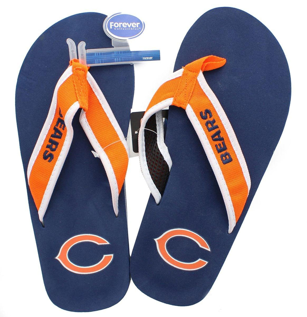 Chicago Bears NFL Mens Team Color Contour Flip Flops Free Shipping