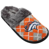 Denver Broncos Women's NFL Argyle Faux Fur Slide Slippers