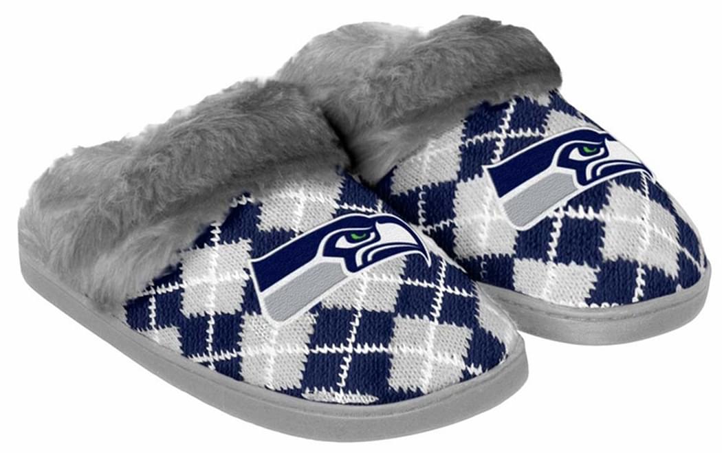 Seattle Seahawks Women's NFL Argyle Faux Fur Slide Slippers