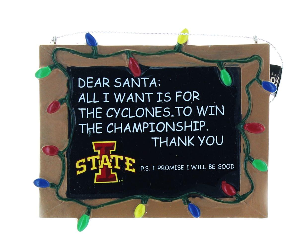 NCAA Iowa State Cyclones Resin Chalkboard Sign Ornament