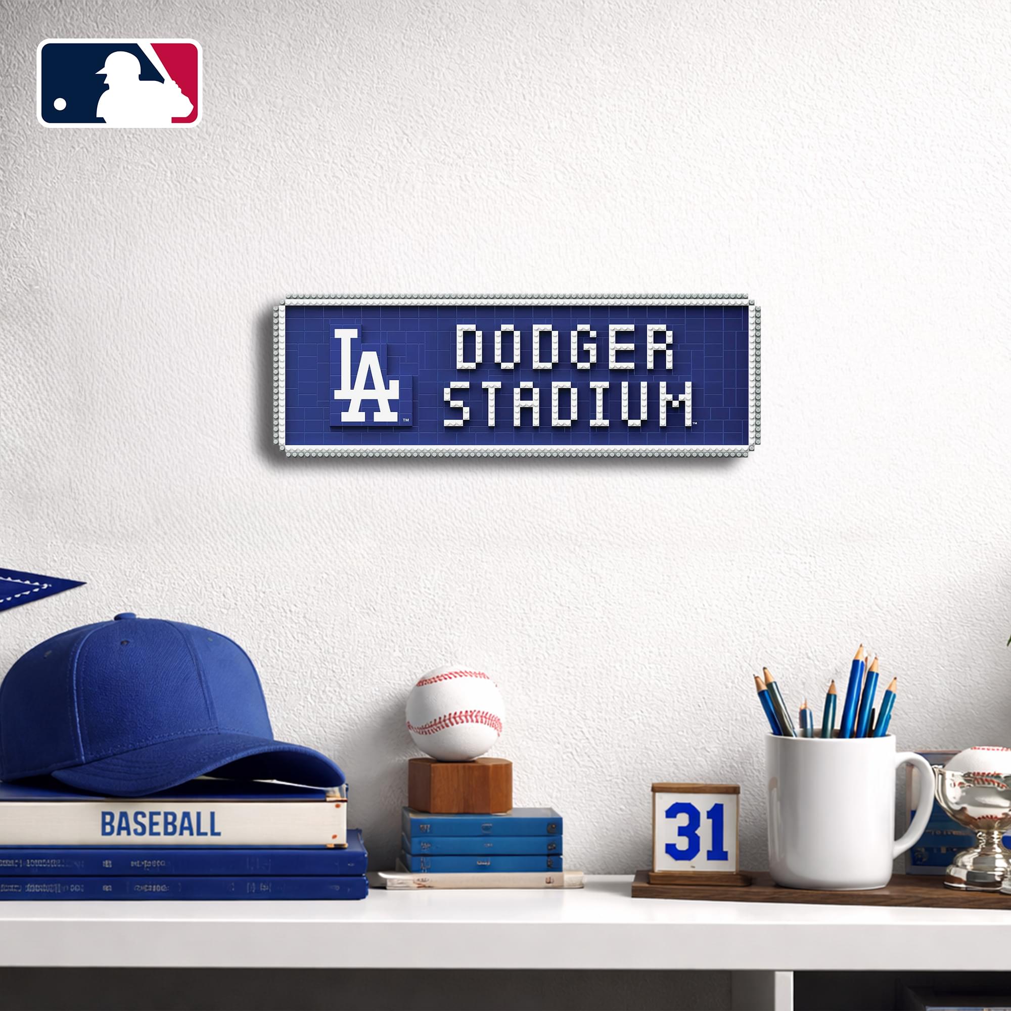 MLB Los Angeles Dodgers 3D BRXLZ Stadium Street Sign Approx 698 Piece Building Set